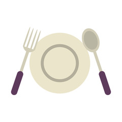 isolated fork, plate and spoon