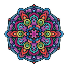 Vector hand drawn colorful mandala art with abstract floral ethnic ornament. Tribal ornament. Mandala doodle illustration