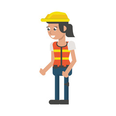 Construction worker smiling cartoon isolated