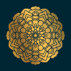 Golden vintage mandala art with circle abstract ornament. Mandala pattern background