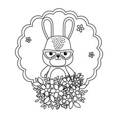 Rabbit cartoon with glasses design