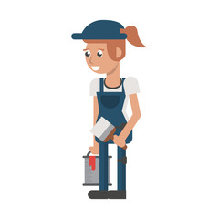 Construction worker smiling cartoon isolated