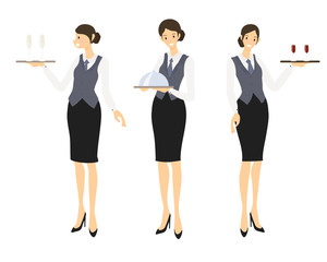 formal luxury dinner waitress collection  flat style