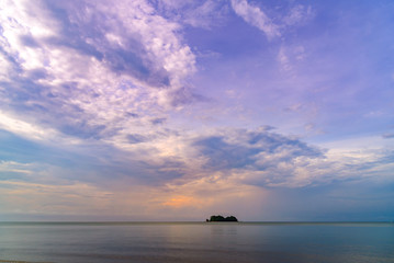 Fototapeta na wymiar Landscape of tropical beach nature and clouds on horizon in Thailand. Summer relax outdoor concept.