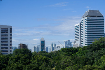 Fototapeta na wymiar Jakarta city view from Gambir Station. Monas is landmark for Jakarta, Indonesia 