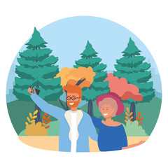 Naklejka premium Couple of woman and man in the park design
