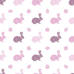 Seamless pattern with Easter Bunny. Rabbits, hares
