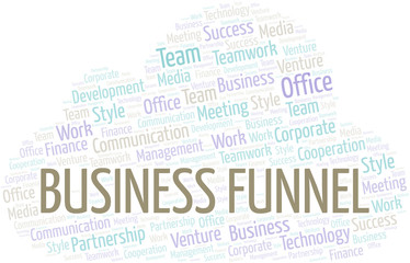 Business Funnel word cloud. Collage made with text only.