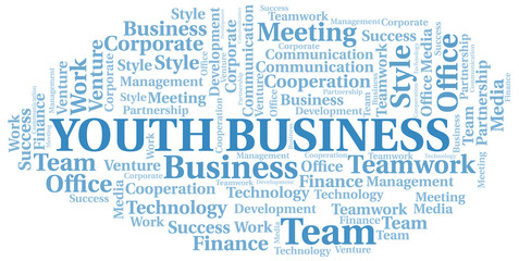 Fototapeta premium Youth Business word cloud. Collage made with text only.