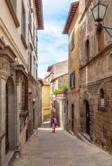 Cortona (Italy) - The awesome historical center of the medieval and renaissance city on the hill, Tuscany region, province of Arezzo, during the spring