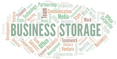 Fototapeta premium Business Storage word cloud. Collage made with text only.