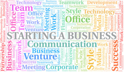 Obraz premium Starting A Business word cloud. Collage made with text only.