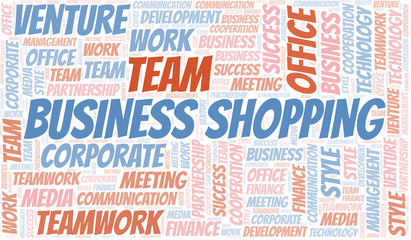 Obraz premium Business Shopping word cloud. Collage made with text only.