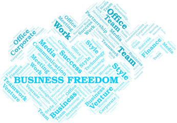 Obraz premium Business Freedom word cloud. Collage made with text only.
