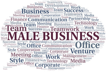 Male Business word cloud. Collage made with text only.