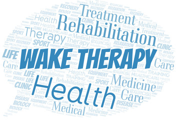 Wake Therapy word cloud. Wordcloud made with text only.