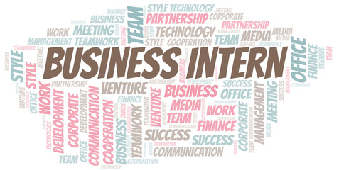 Fototapeta premium Business Intern word cloud. Collage made with text only.