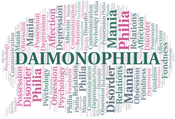 Fototapeta premium Daimonophilia word cloud. Type of Philia.