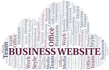 Obraz premium Business Website word cloud. Collage made with text only.
