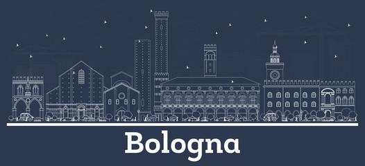 Outline Bologna Italy City Skyline with White Buildings. © BooblGum