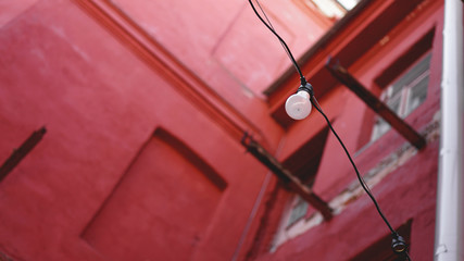 MINSK, BELARUS Red Yard - courtyard-well in Minsk, place for concerts with live music, photo exhibitions, exhibitions of paintings