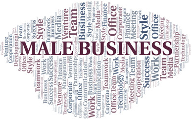Fototapeta premium Male Business word cloud. Collage made with text only.