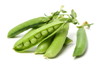 Fresh peas isolated on white background 