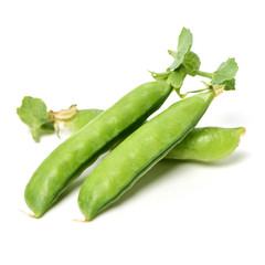 Fresh peas isolated on white background 