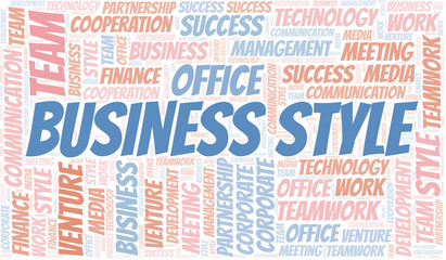 Obraz premium Business Style word cloud. Collage made with text only.