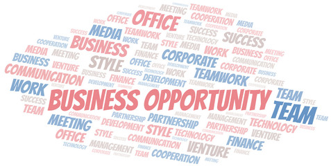Business Opportunity word cloud. Collage made with text only.