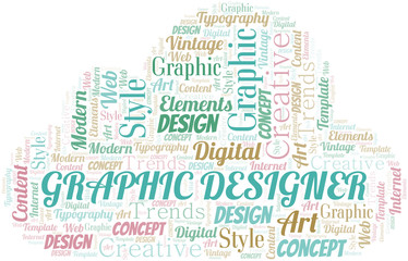 Obraz premium Graphic Designer word cloud. Wordcloud made with text only.