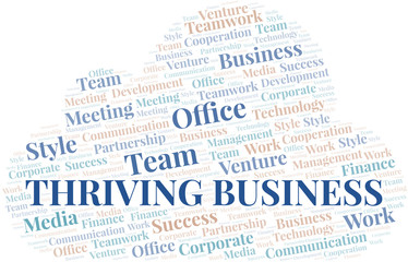 Thriving Business word cloud. Collage made with text only.
