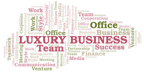 Obraz premium Luxury Business word cloud. Collage made with text only.