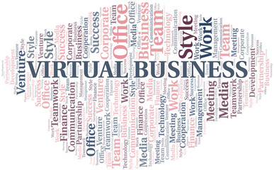 Obraz premium Virtual Business word cloud. Collage made with text only.