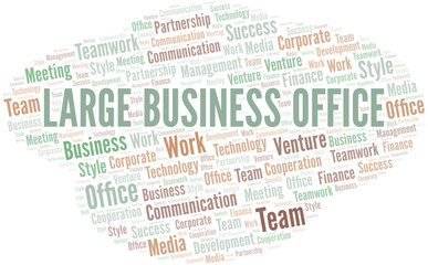Large Business Office word cloud. Collage made with text only.