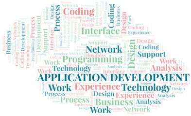 Application Development word cloud. Wordcloud made with text only.