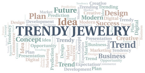 Trendy Jewelry word cloud. Wordcloud made with text only.