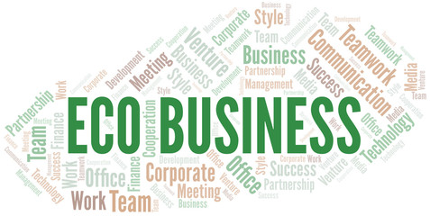 Eco Business word cloud. Collage made with text only.