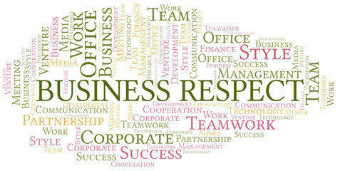 Business Respect word cloud. Collage made with text only.