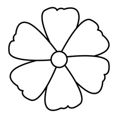 flower icon cartoon in black and white