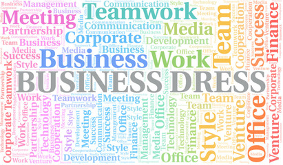 Obraz premium Business Dress word cloud. Collage made with text only.