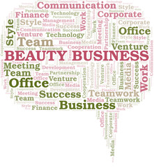 Fototapeta premium Beauty Business word cloud. Collage made with text only.