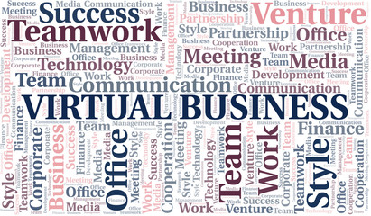 Fototapeta premium Virtual Business word cloud. Collage made with text only.