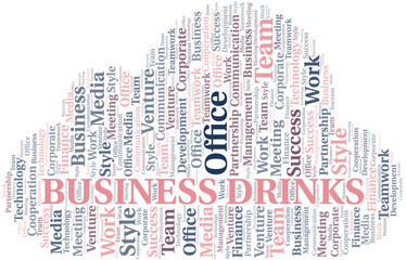 Business Drinks word cloud. Collage made with text only.
