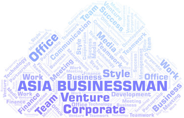 Obraz premium Asia Businessman word cloud. Collage made with text only.
