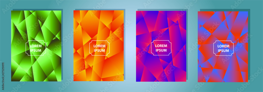 Aufkleber set of a4 colorful low poly vector pattern gradient set. modern smartphone screen, mobile app templa