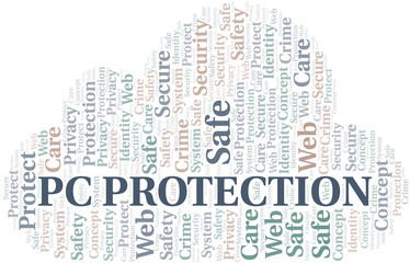 Obraz premium Pc Protection word cloud. Wordcloud made with text only.