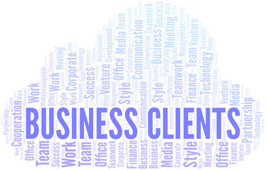 Obraz premium Business Clients word cloud. Collage made with text only.