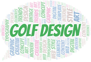 Obraz premium Golf Design word cloud. Wordcloud made with text only.