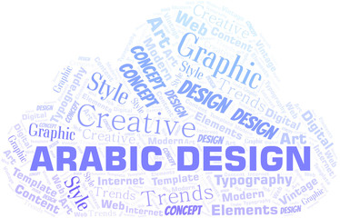 Obraz premium Arabic Design word cloud. Wordcloud made with text only.